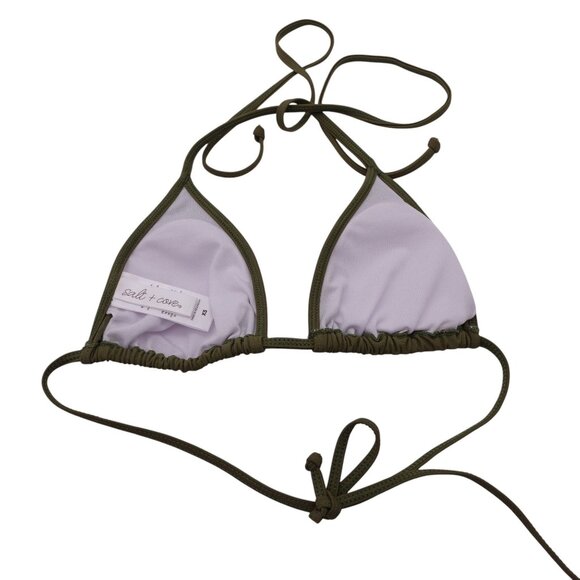 NWT Salt + Cove Slider Triangle Bikini Top Sz XS Greenleaf Green Halter Lined - Picture 8 of 9